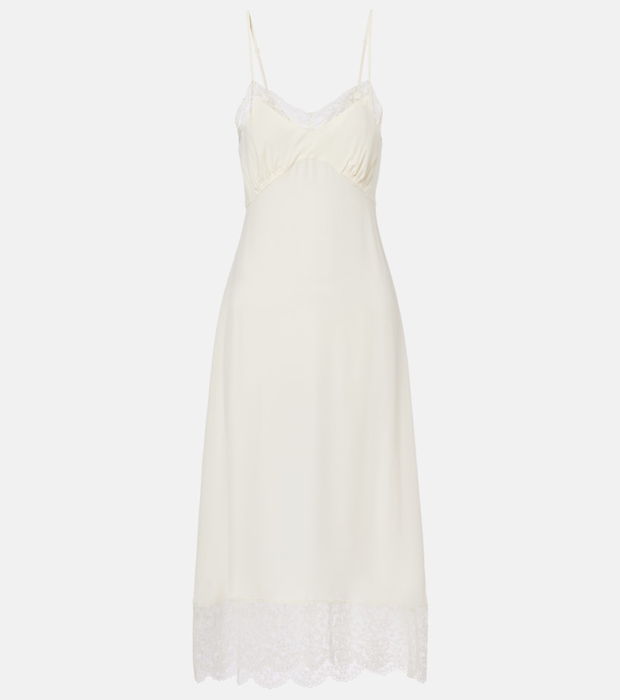Simone Rocha Lace-trimmed crêpe de chine slip dress
