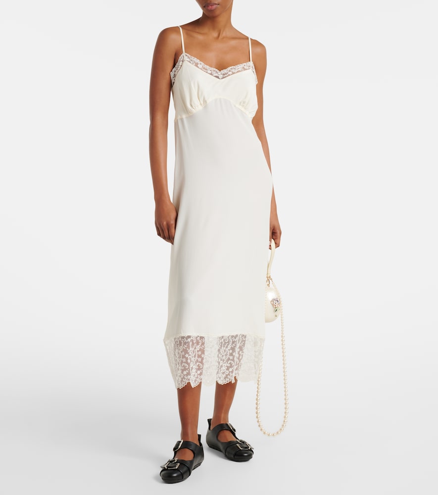 Simone Rocha Lace-trimmed crêpe de chine slip dress