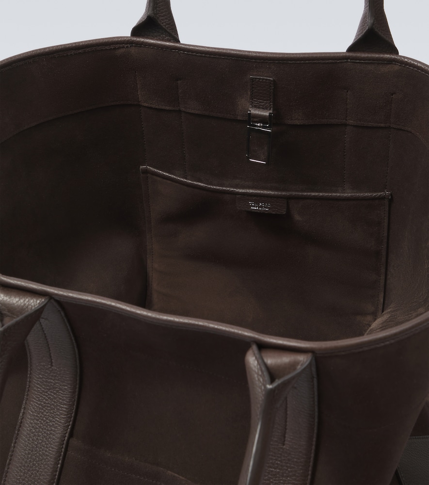 Leather-Trimmed Suede Tote