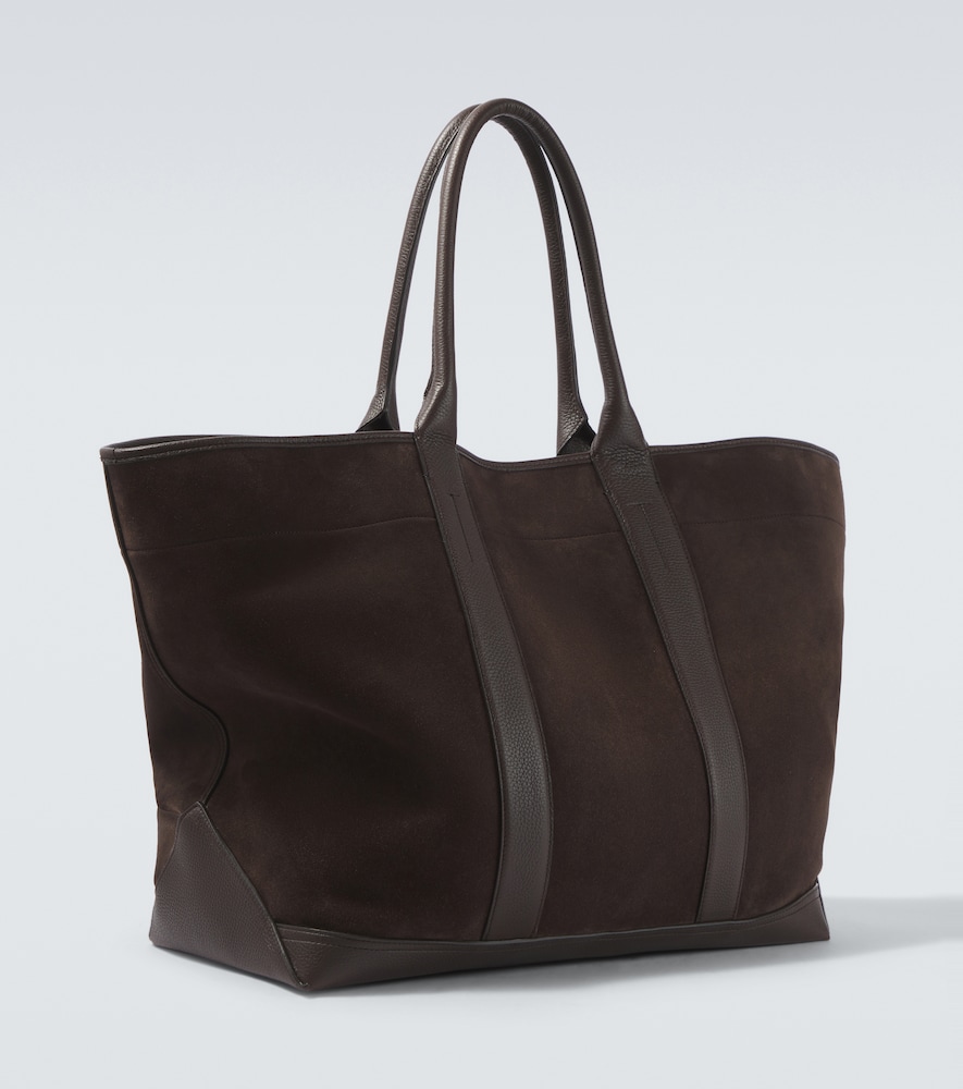 Leather-Trimmed Suede Tote