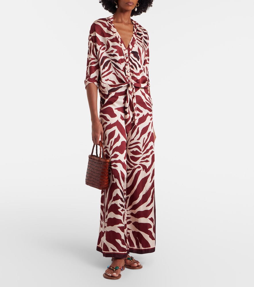 Azia Printed Tie-Detail Blouse