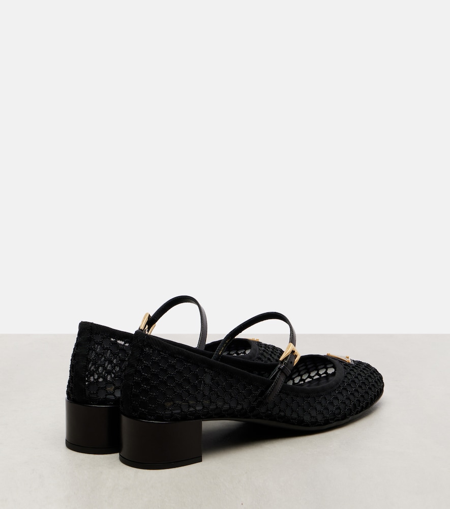  Prada Prada Mary-jane-pumps Aus Mesh Mit Leder 