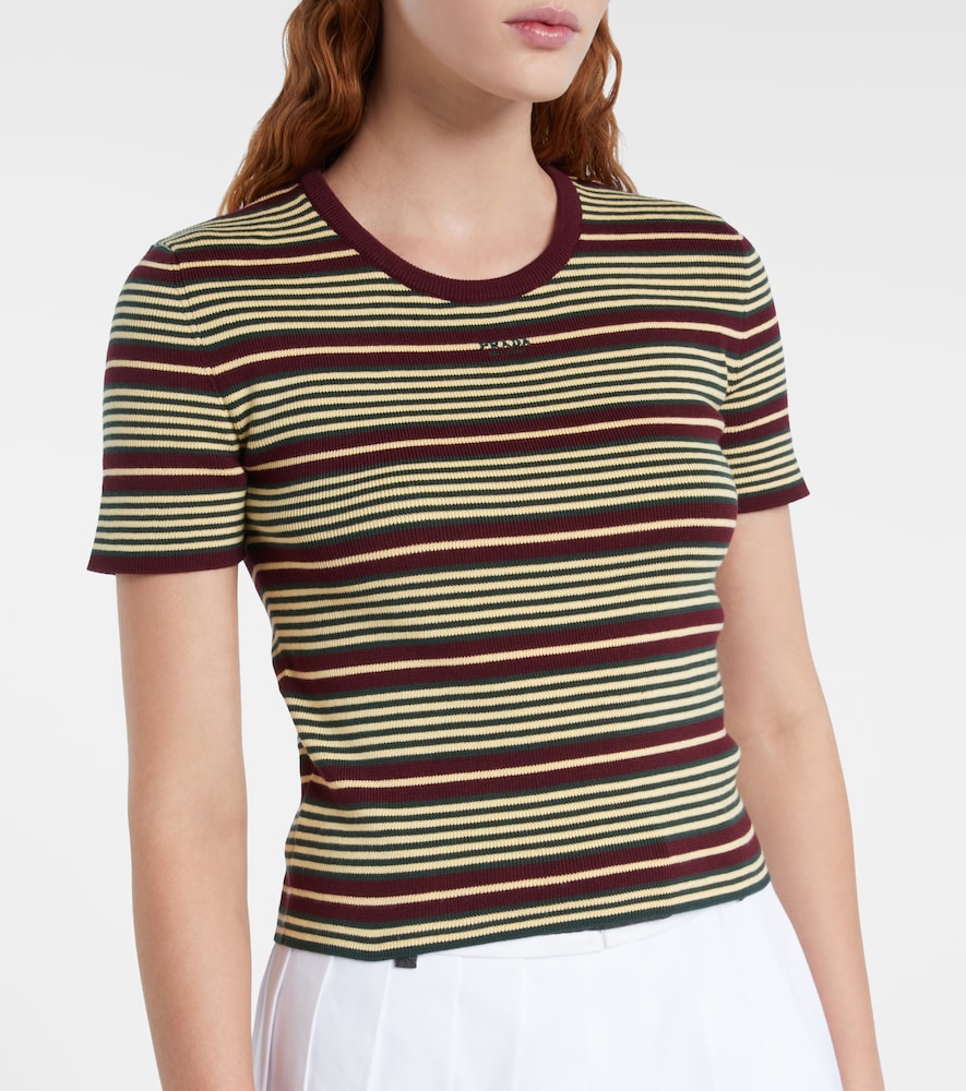  Prada Prada Striped Cotton-blend T-shirt 