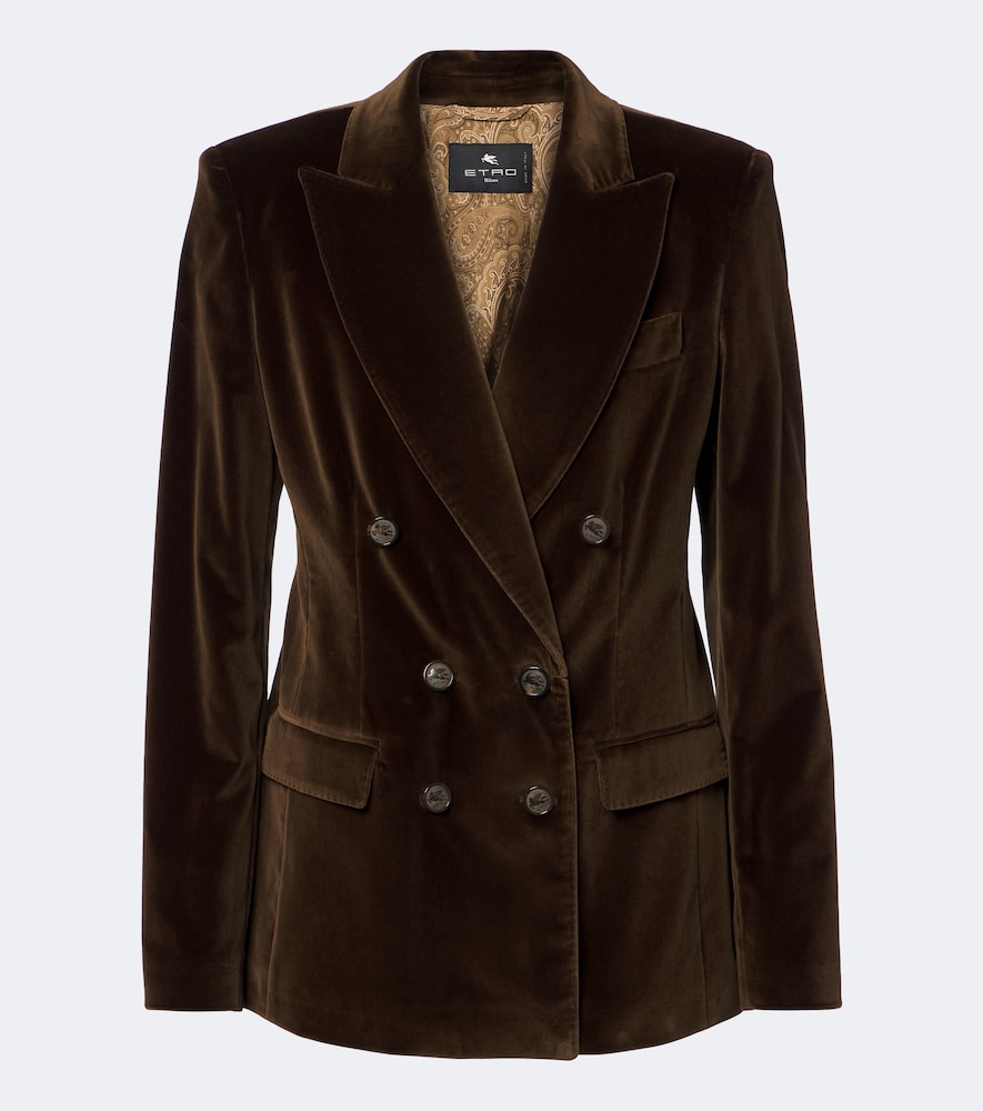 Etro Women's Brown Double-Breasted Cotton Velvet Blazer UK Size 18 - Mytheresa