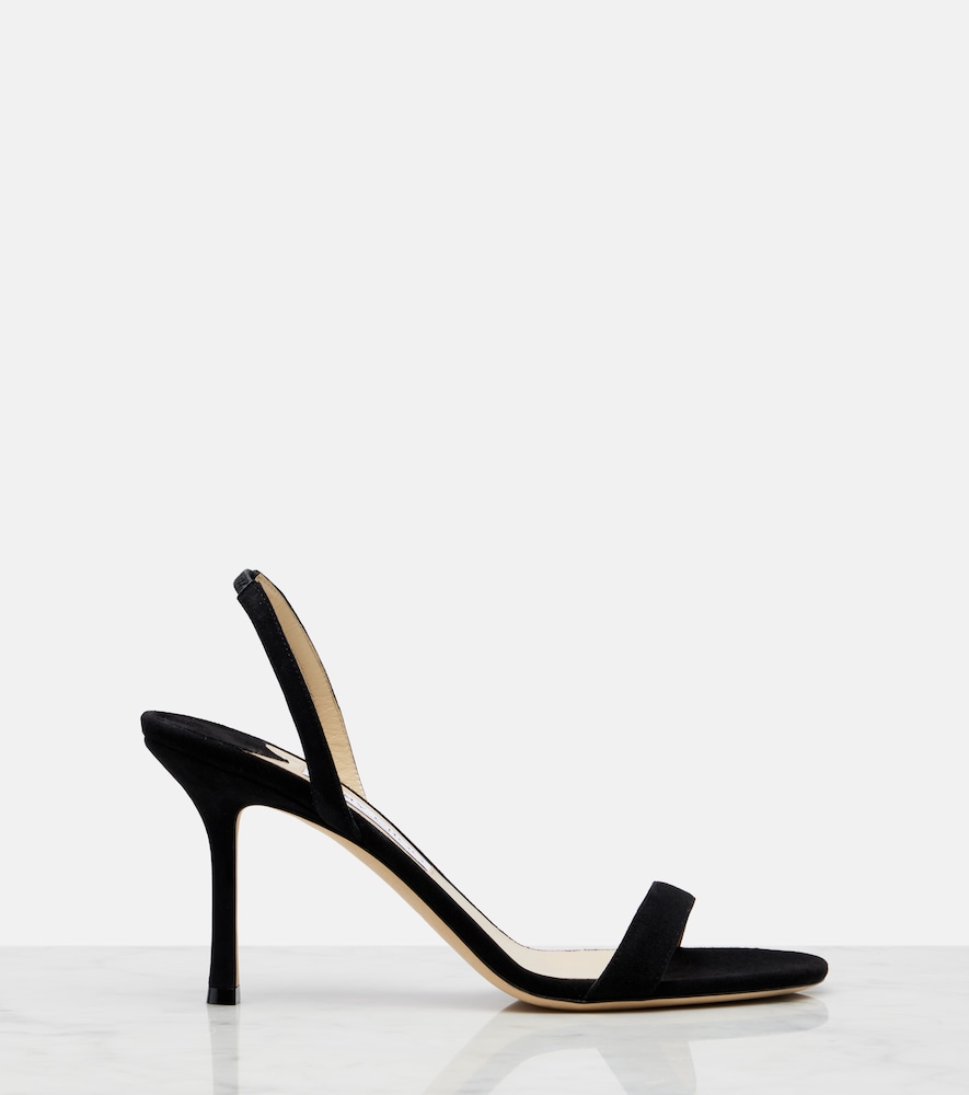 Jimmy Choo Jenn 85mm Suede Slingback Sandals In Black