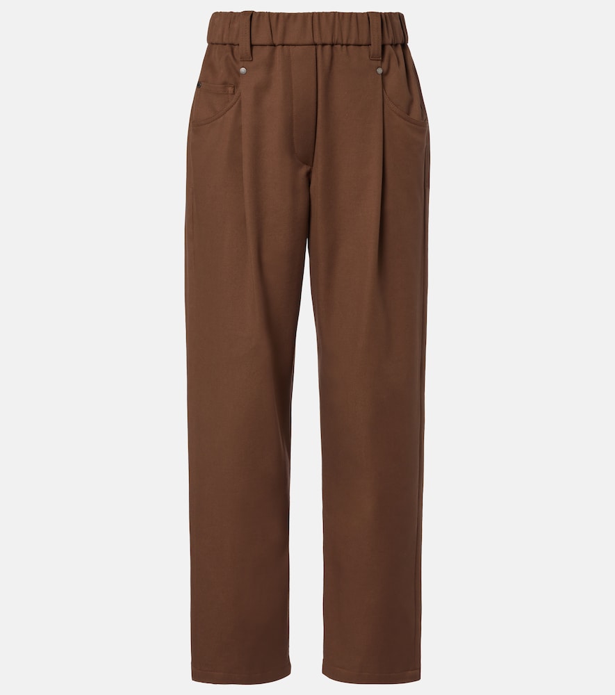 Brunello Cucinelli Women's Brown Monili Cotton-Blend Straight Pants UK Size 16 - Mytheresa