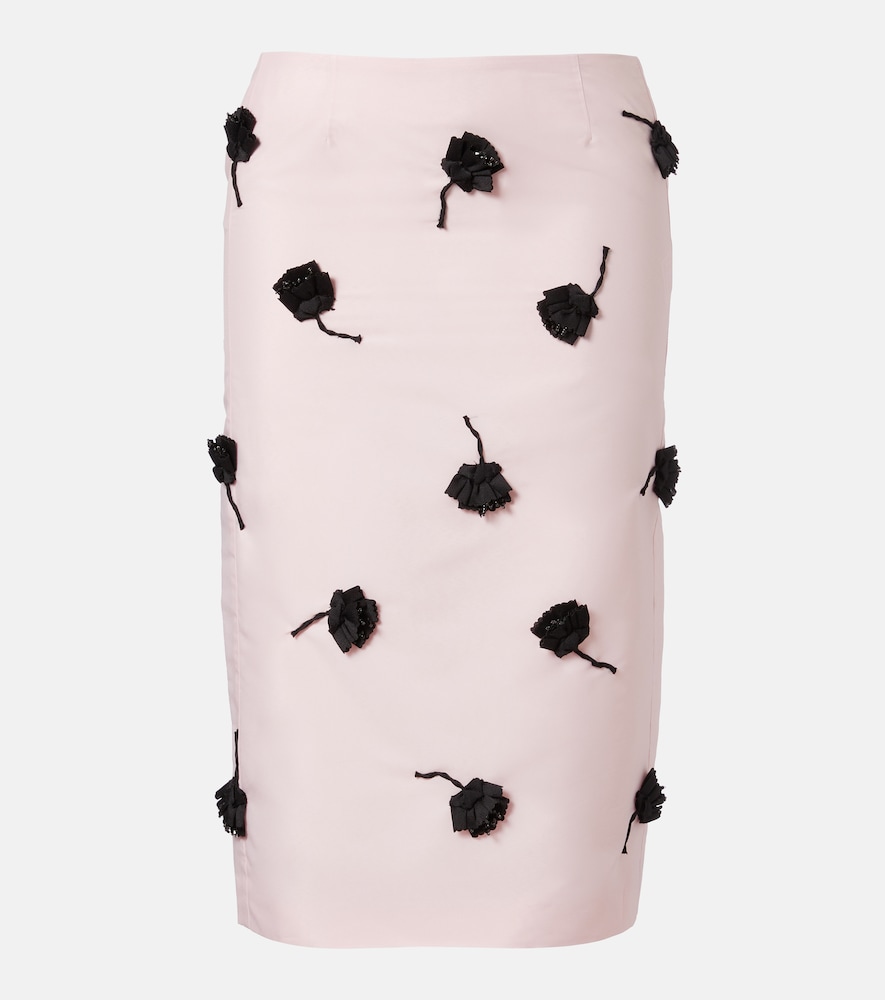 Shushu/Tong Floral-appliqué pencil skirt