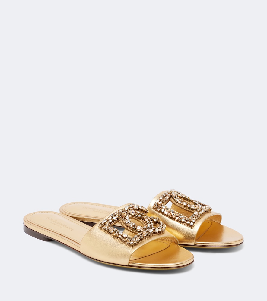 Sandali DG in pelle metallizzata