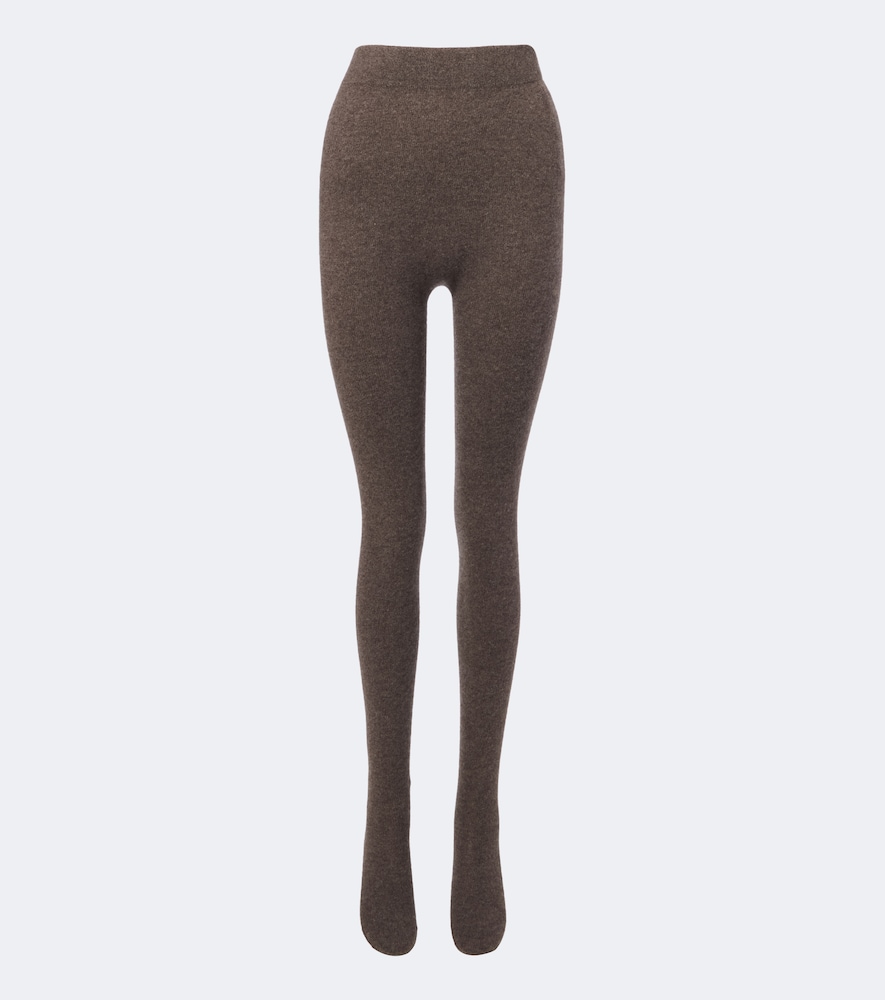 Nour Hammour Whit Cashmere And Wool Tights In Brown