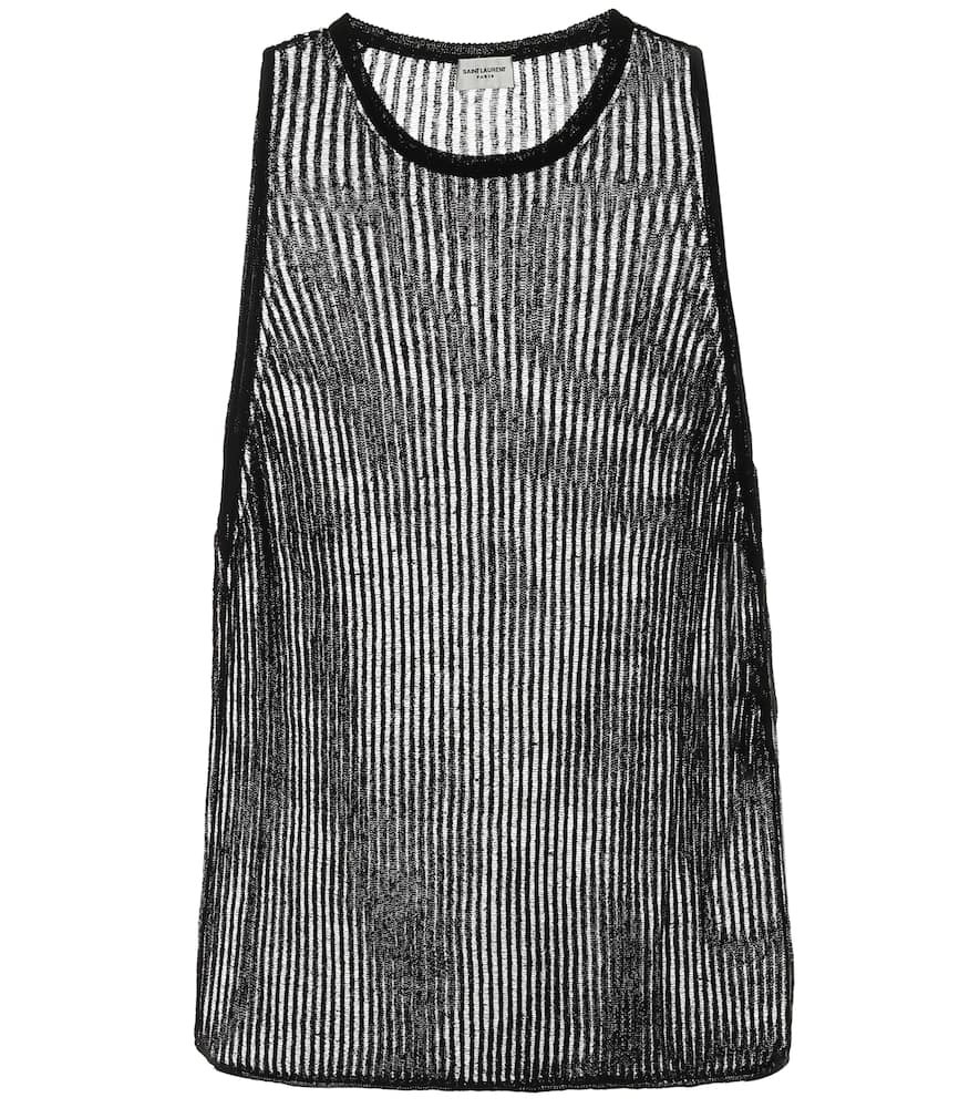 Click to view more detailed imagery on our partner's website Saint Laurent Ribbed-knit Linen And Silk Tank Top In Black