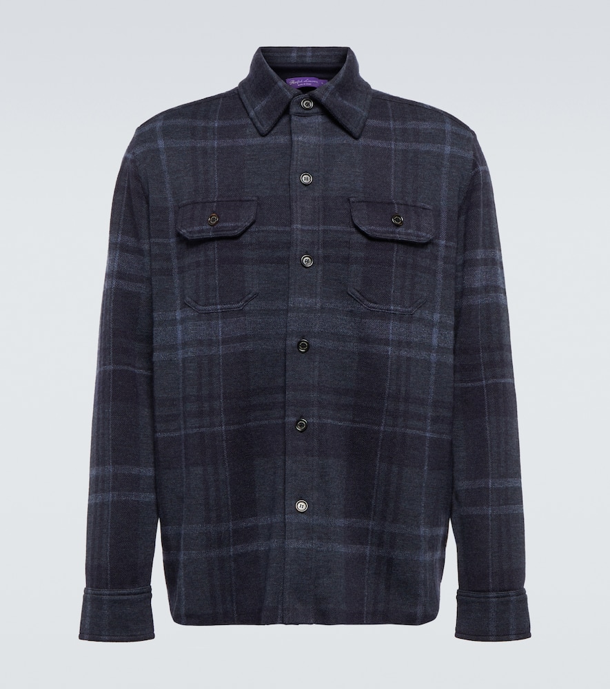 Ralph Lauren Purple Label Checked Cashmere And Wool Jacket In Blue Multi/eng Brown