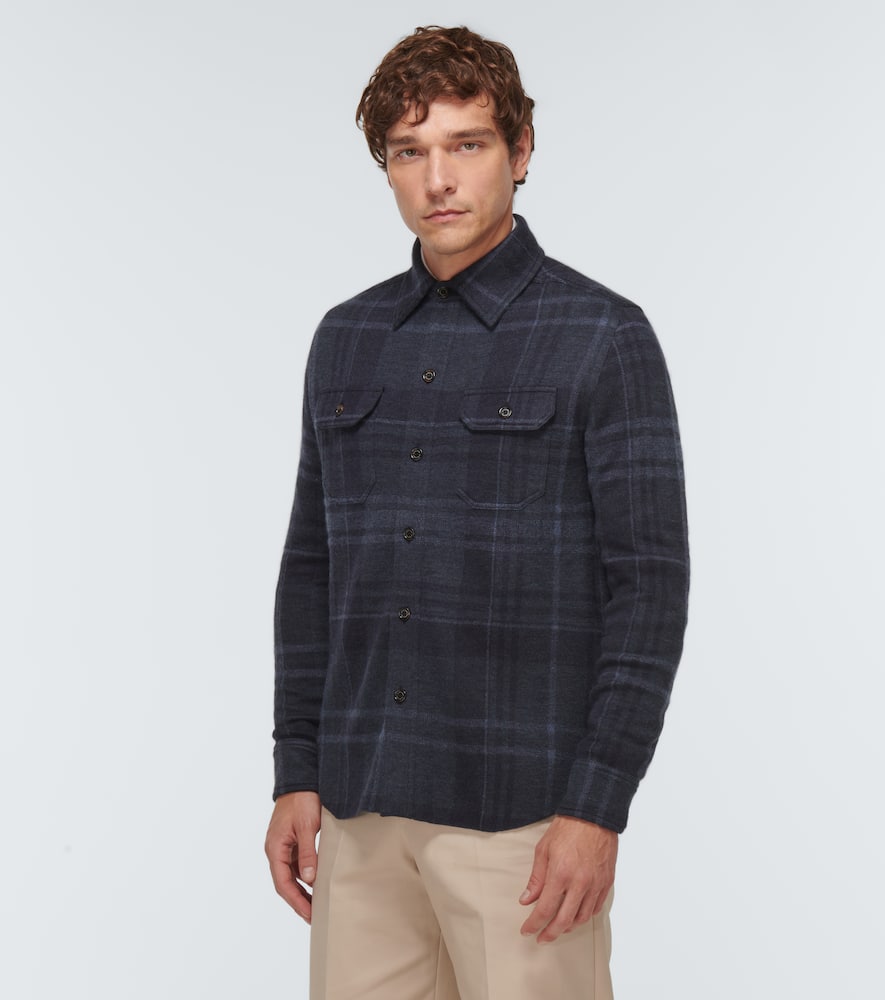 RALPH LAUREN PURPLE LABEL CHECKED CASHMERE AND WOOL JACKET