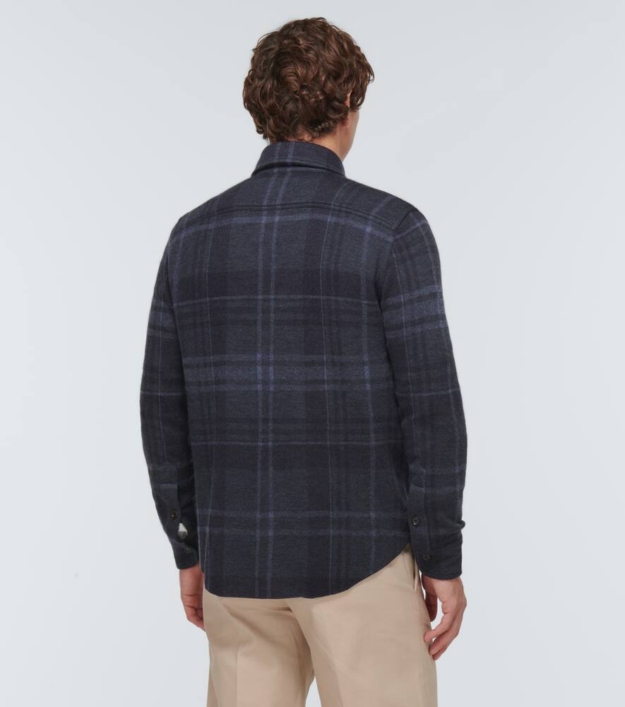 RALPH LAUREN PURPLE LABEL CHECKED CASHMERE AND WOOL JACKET