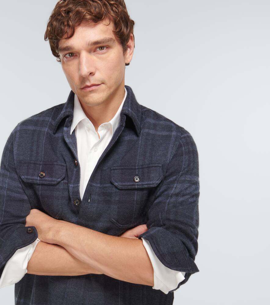 RALPH LAUREN PURPLE LABEL CHECKED CASHMERE AND WOOL JACKET