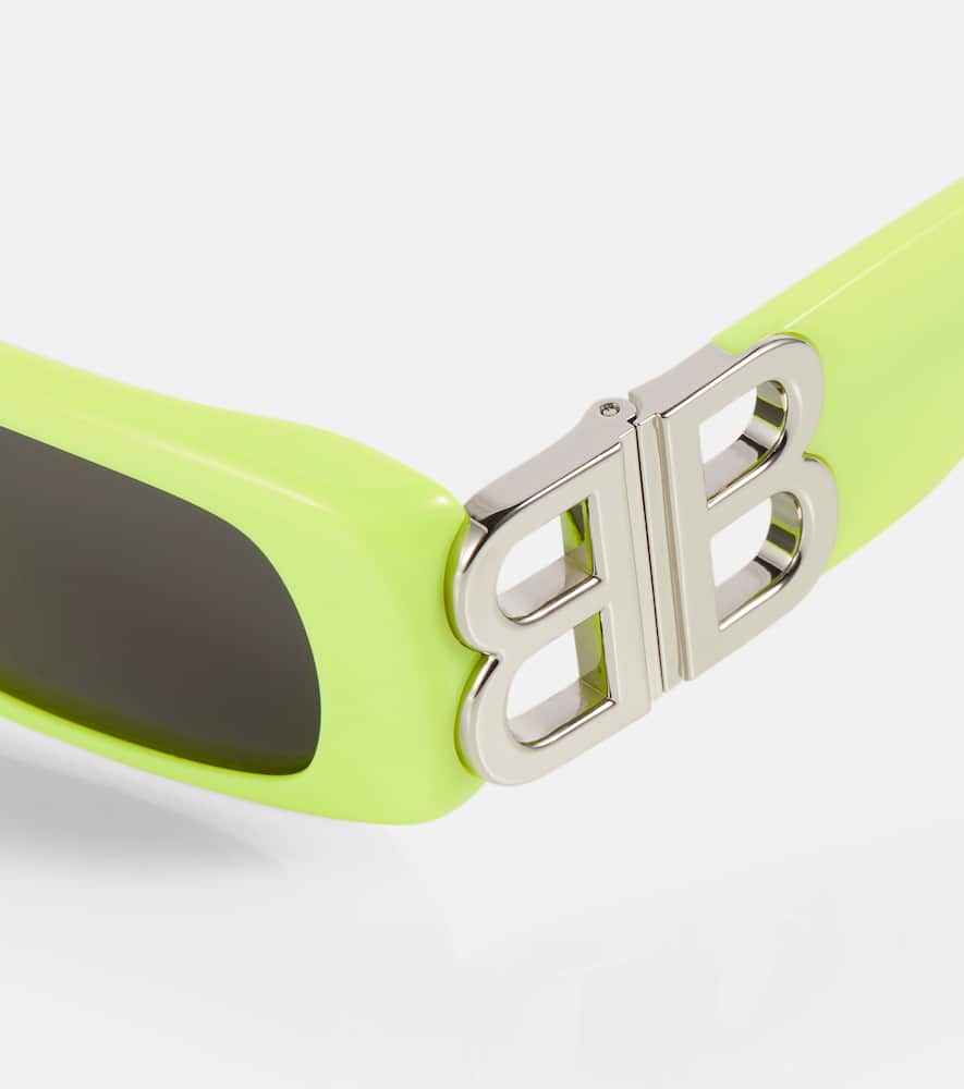 Balenciaga 0096s Dynasty Rectangle Sunglasses In Yellow-silver-grey