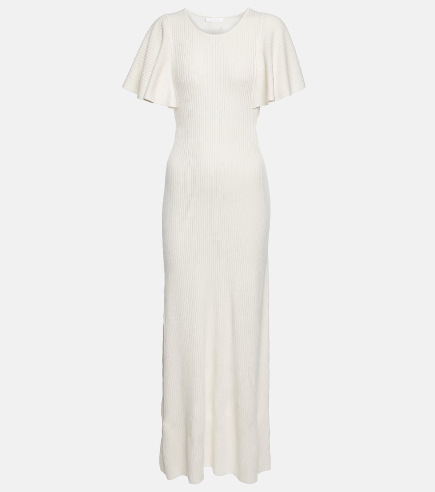 Chloé Ruffle-trimmed wool midi dress