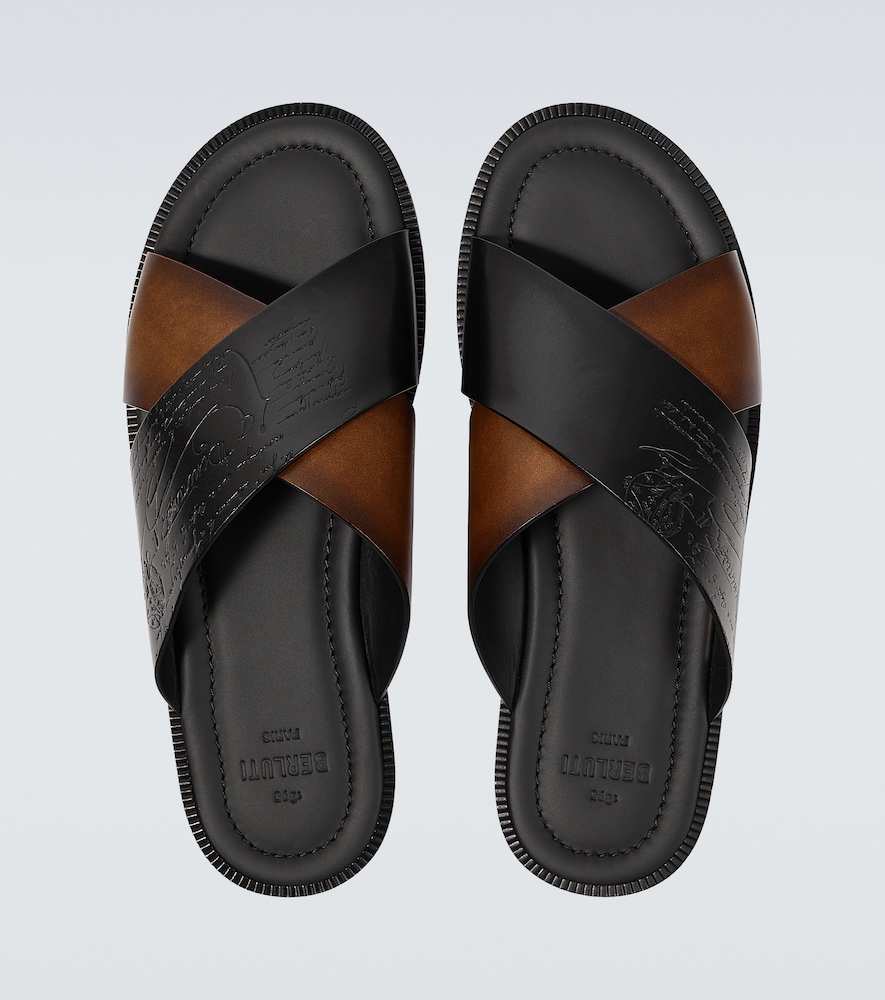  Berluti Berluti Sifnos Scritto Leather Slides 