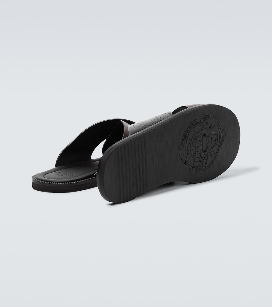  Berluti Berluti Sifnos Scritto Leather Slides 