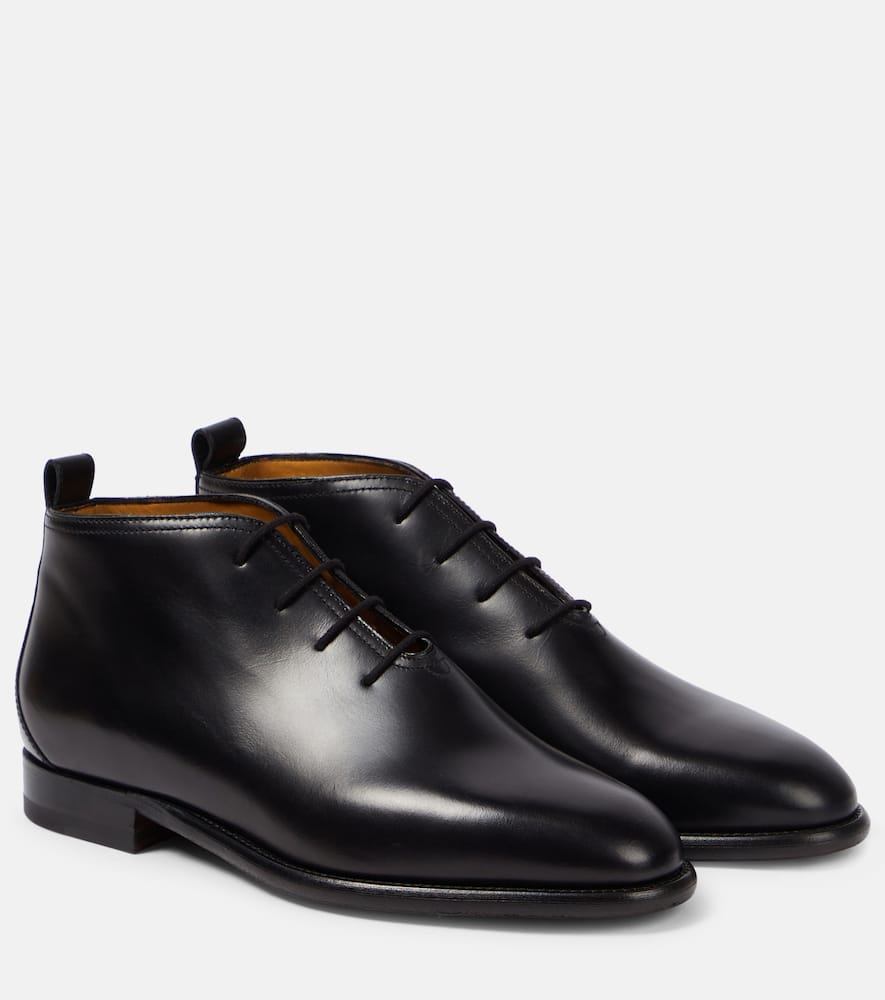 The Row Grant Leather Lace-up Boots In Black/black