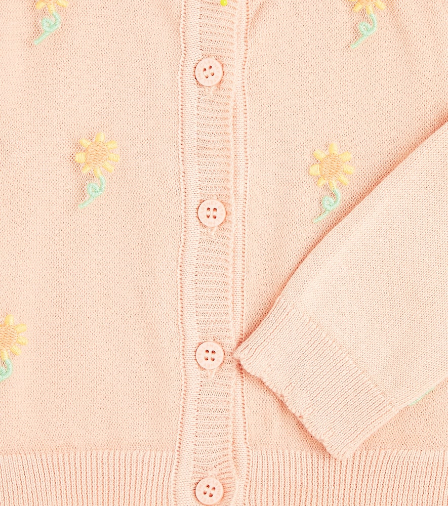 Shop Stella Mccartney Baby Floral Cotton Cardigan In Salmon Pink