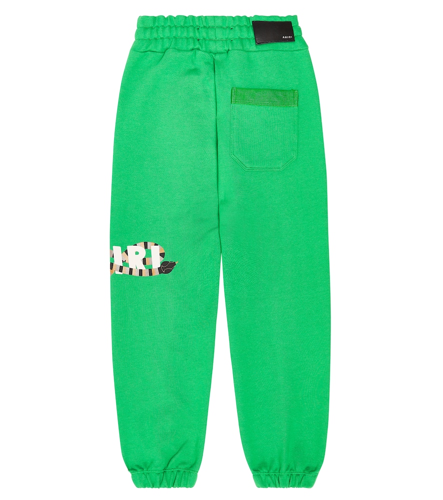 Shop Amiri Printed Cotton Sweatpants In Green