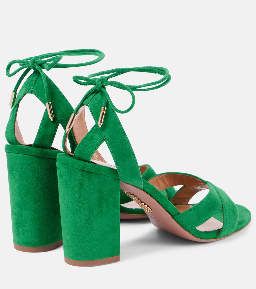 Aquazzura Very Ari 85 Suede Sandals In Green