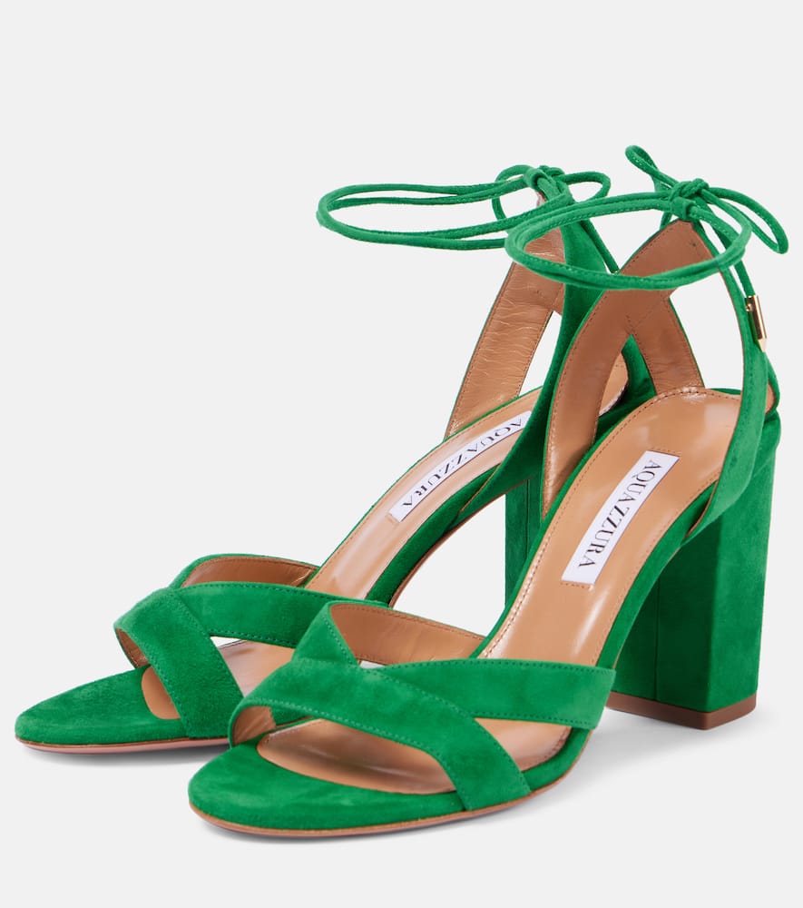Aquazzura Very Ari 85 Suede Sandals In Green