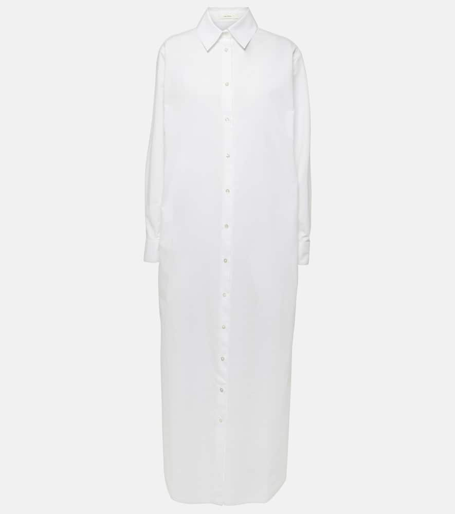 Shop The Row Izumi Oversized Cotton Poplin Shirt Dress In Off White