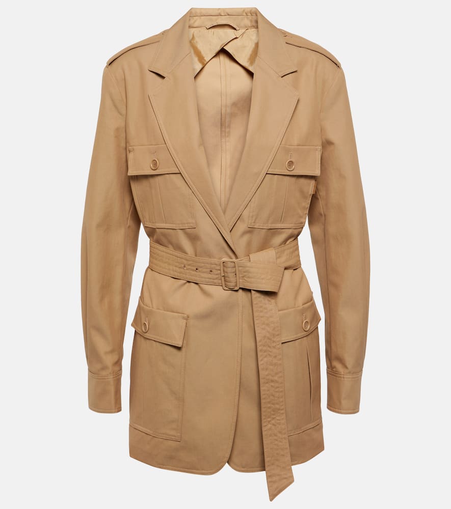 Max Mara Pacos Belted Cotton Canvas Jacket In Brown