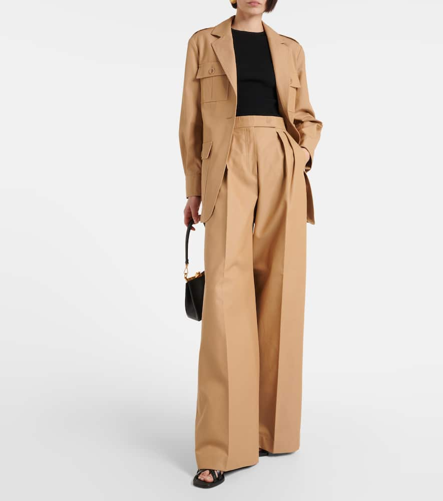 Shop Max Mara Pacos Belted Cotton Canvas Jacket In Brown