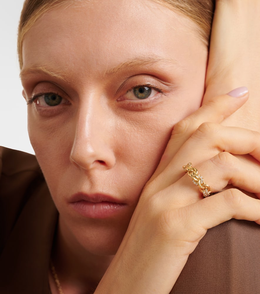 Spinelli Kilcollin Fused Serpens Medium 18kt Gold Ring With Diamonds In Gold