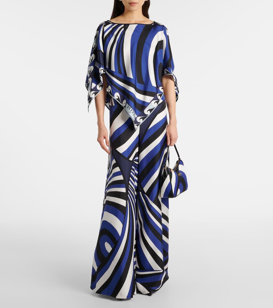 Pucci Marmo-print Maxi Skirt In Blue