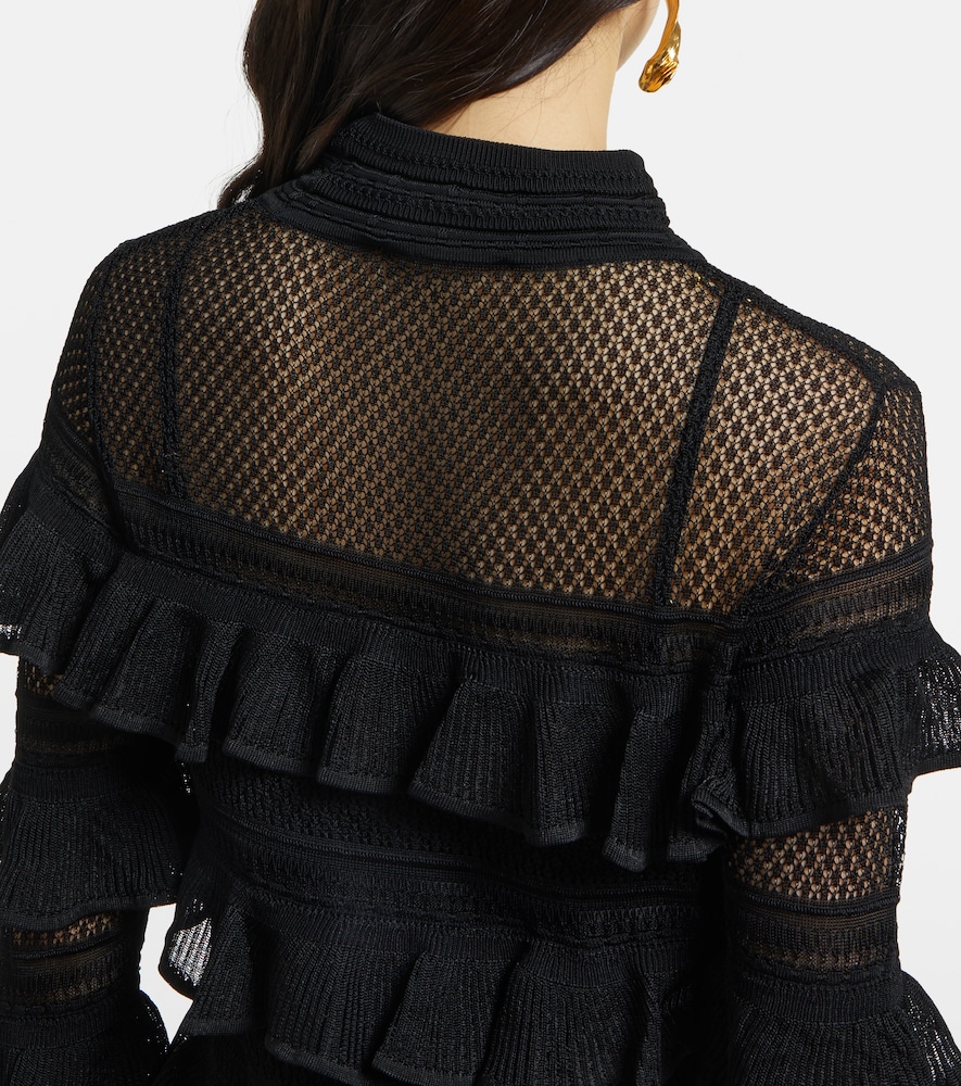  Zimmermann Zimmermann Crush High Neck Frilled Knitted Minidress 