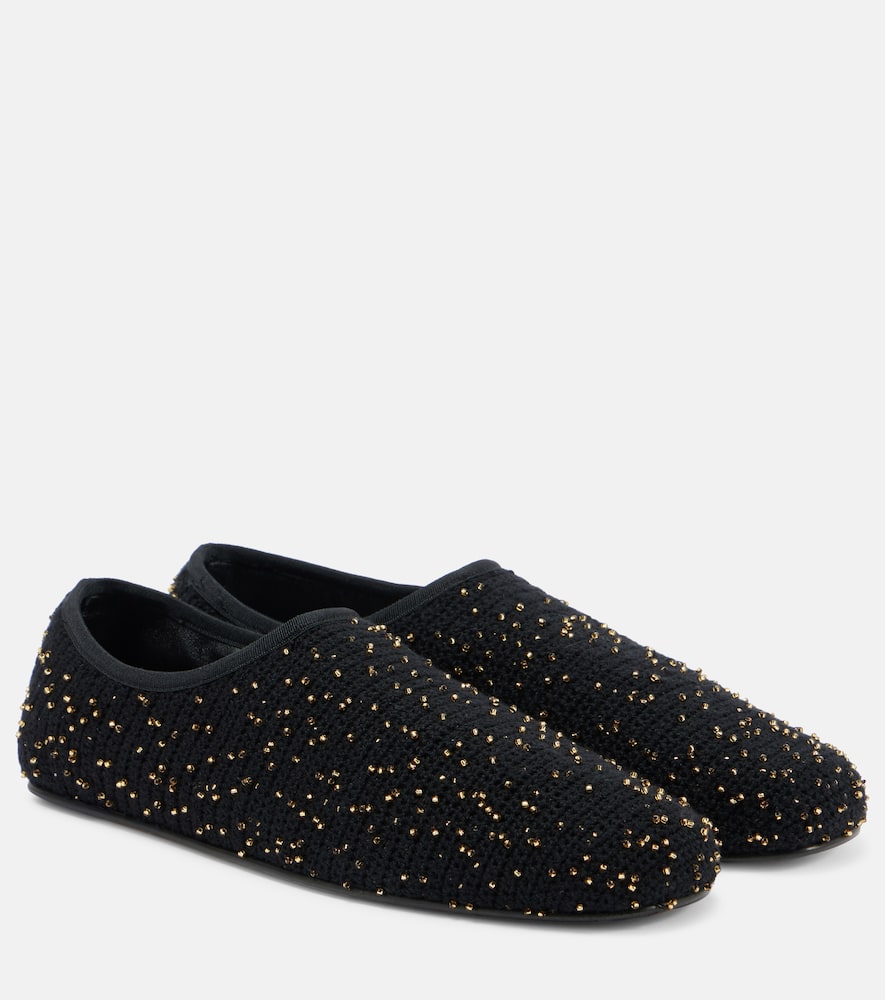 Aris embellished knitted ballet flats