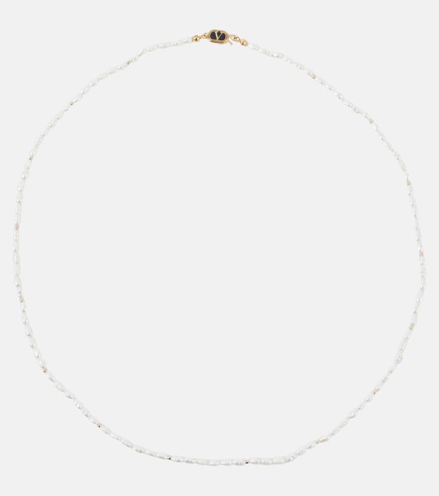 Faux pearl and enamel necklace