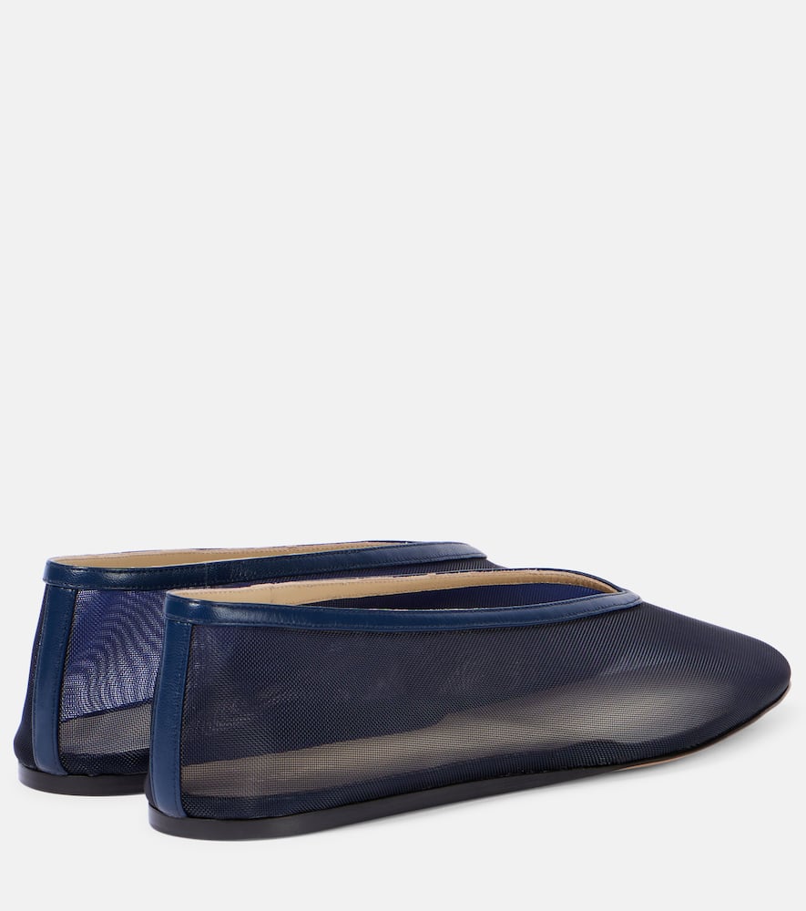 Le Monde Beryl Luna Leather-trimmed Mesh Ballet Flats In Blue