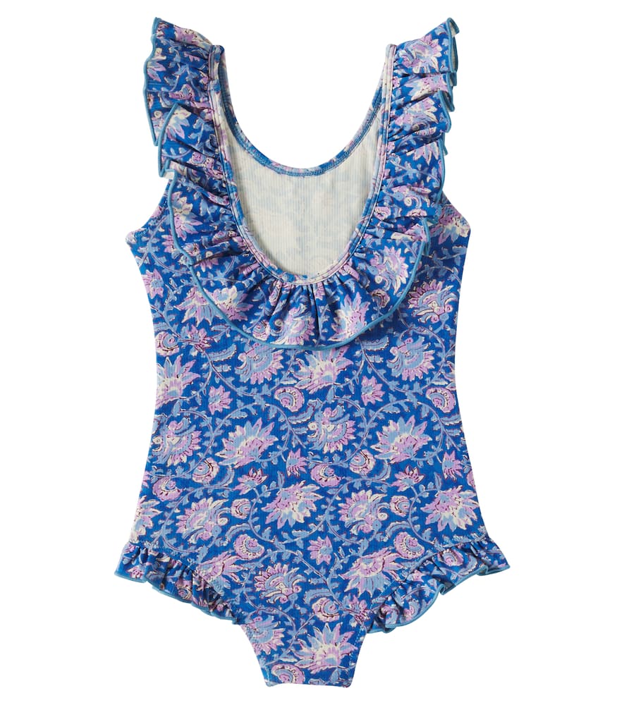 Louise Misha Andrea Printed Ruffled Swimsuit In Blue