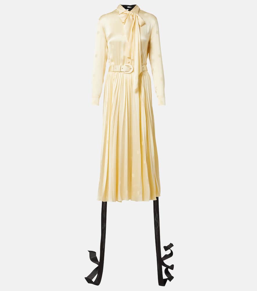 Bow-detail silk satin midi dress