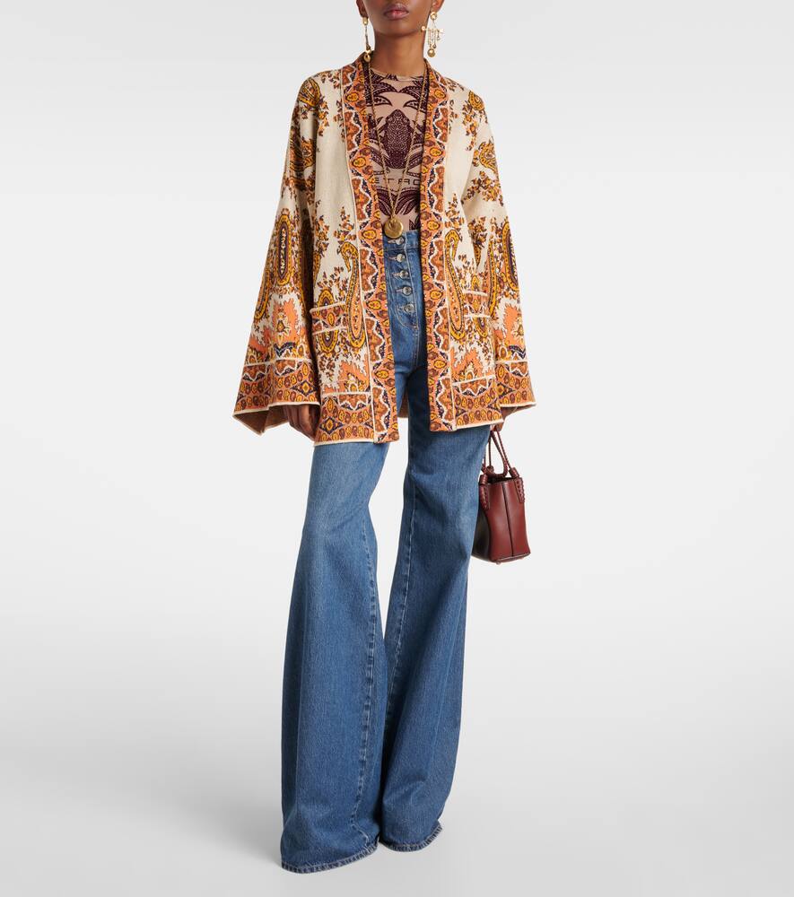 Etro Belted Intarsia Cotton-blend Cardigan In Multi