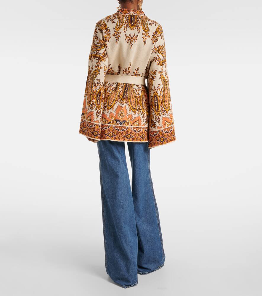 Etro Belted Intarsia Cotton-blend Cardigan In Multi