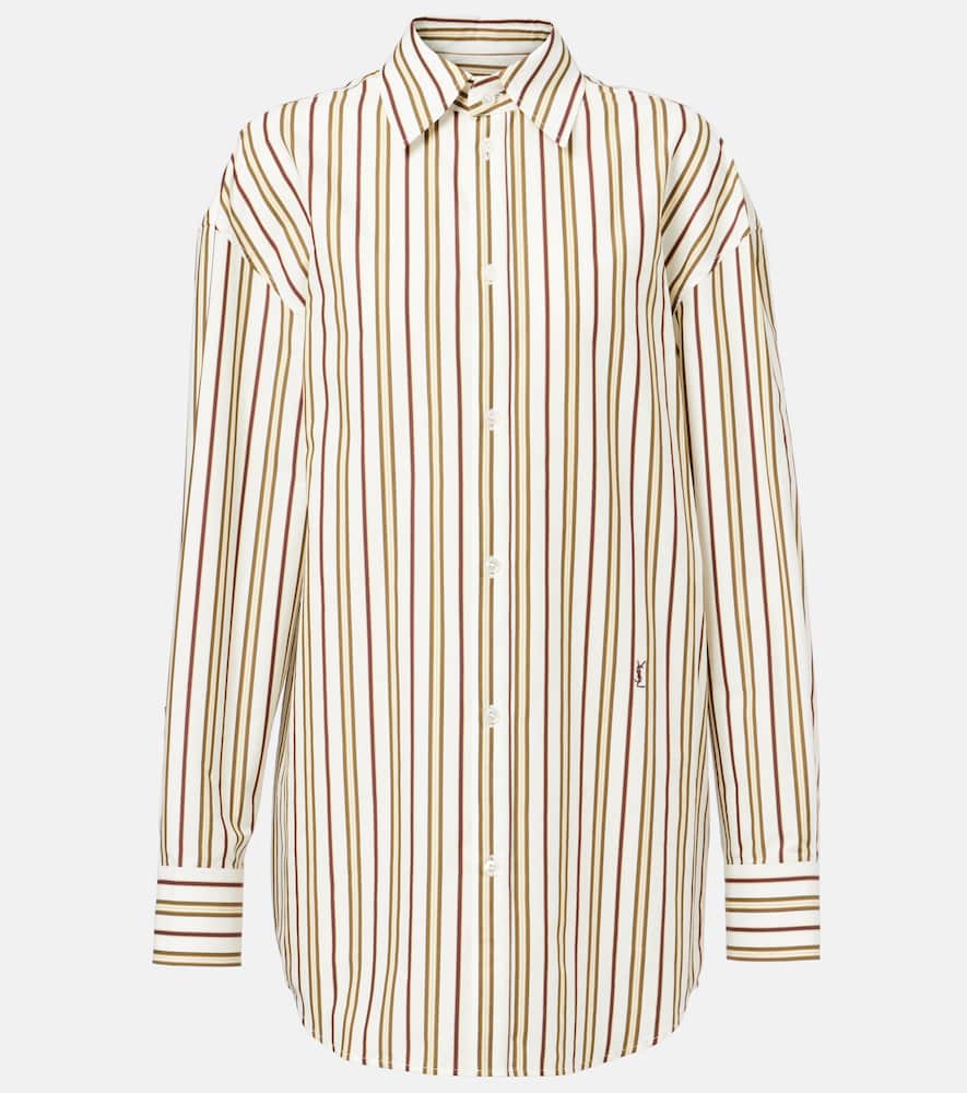 Saint Laurent Cassandre Striped Cotton Poplin Shirt In Multicoloured