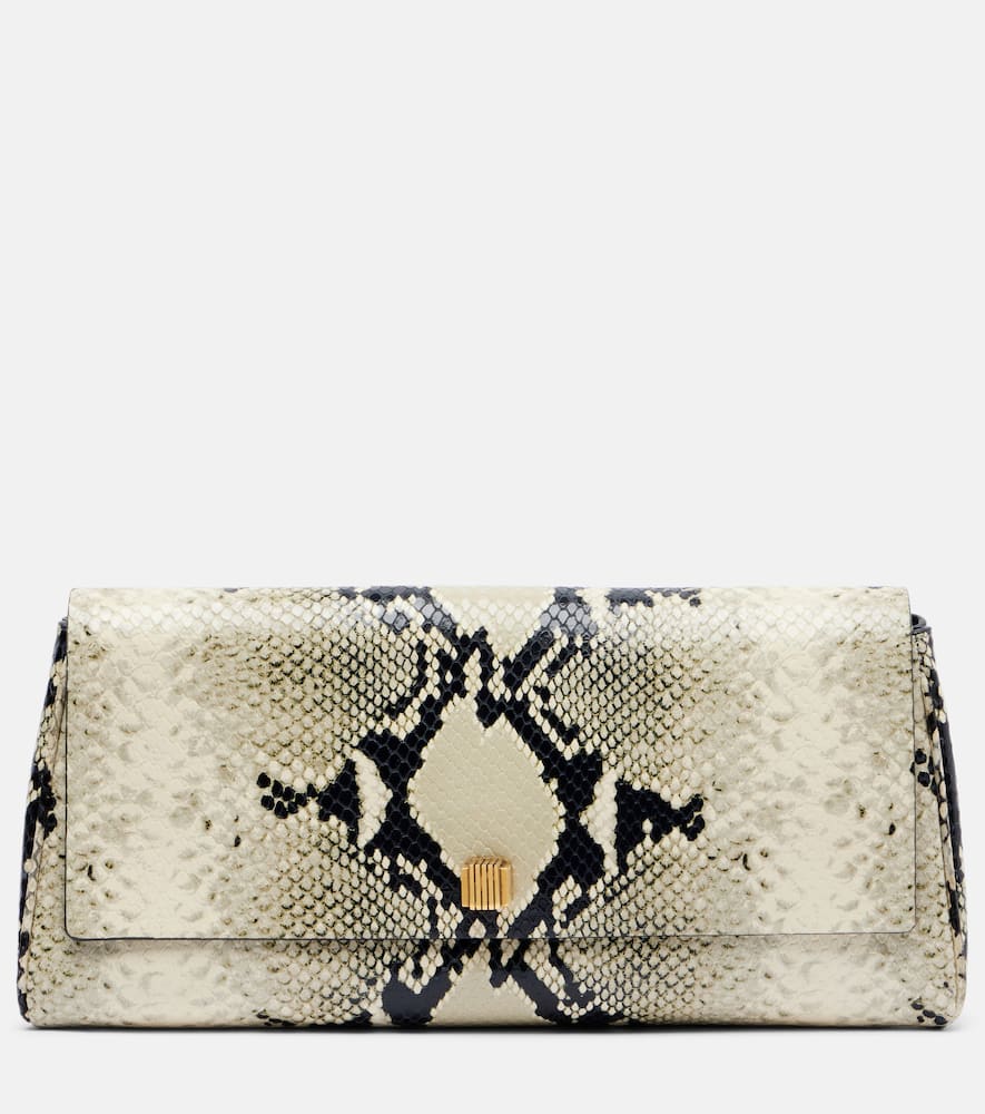 Khaite Audrey Snake-effect Leather Clutch In White