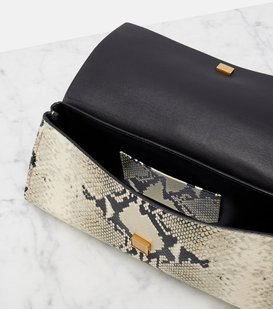 Khaite Audrey Snake-effect Leather Clutch In White
