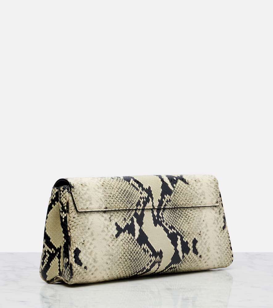 Khaite Audrey Snake-effect Leather Clutch In White