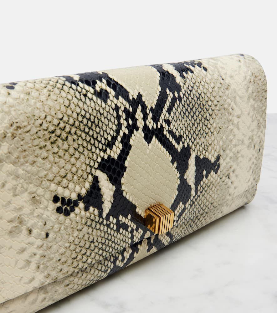Khaite Audrey Snake-effect Leather Clutch In White