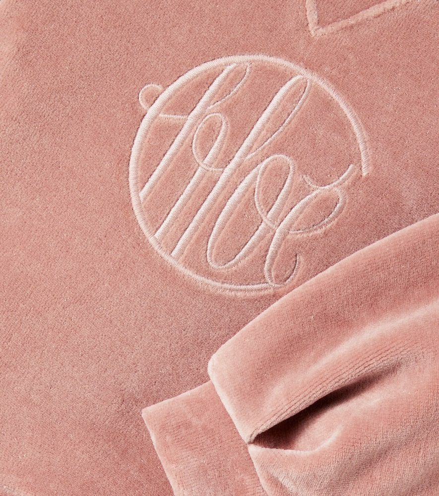 Chloé Logo Cotton Velvet Dress In Pink