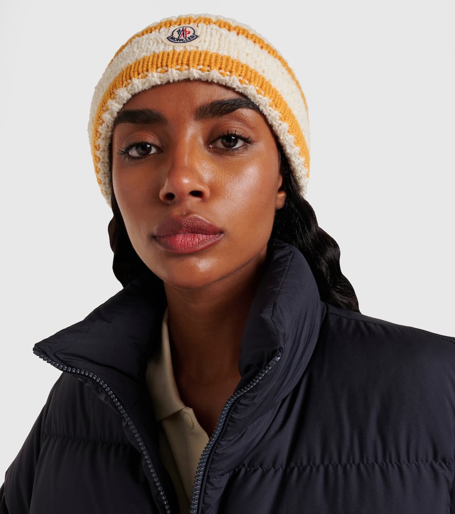 Moncler Logo Striped Wool-blend Beanie