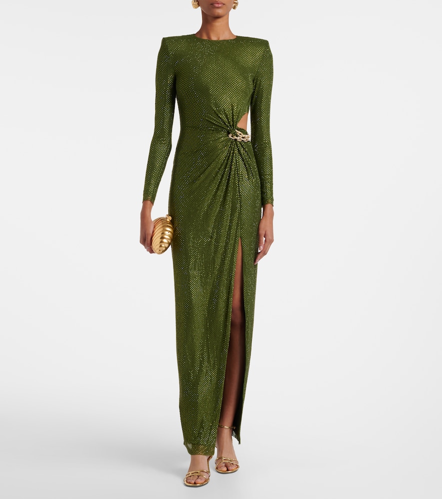 Self-Portrait Chain-detail embellished jersey gown