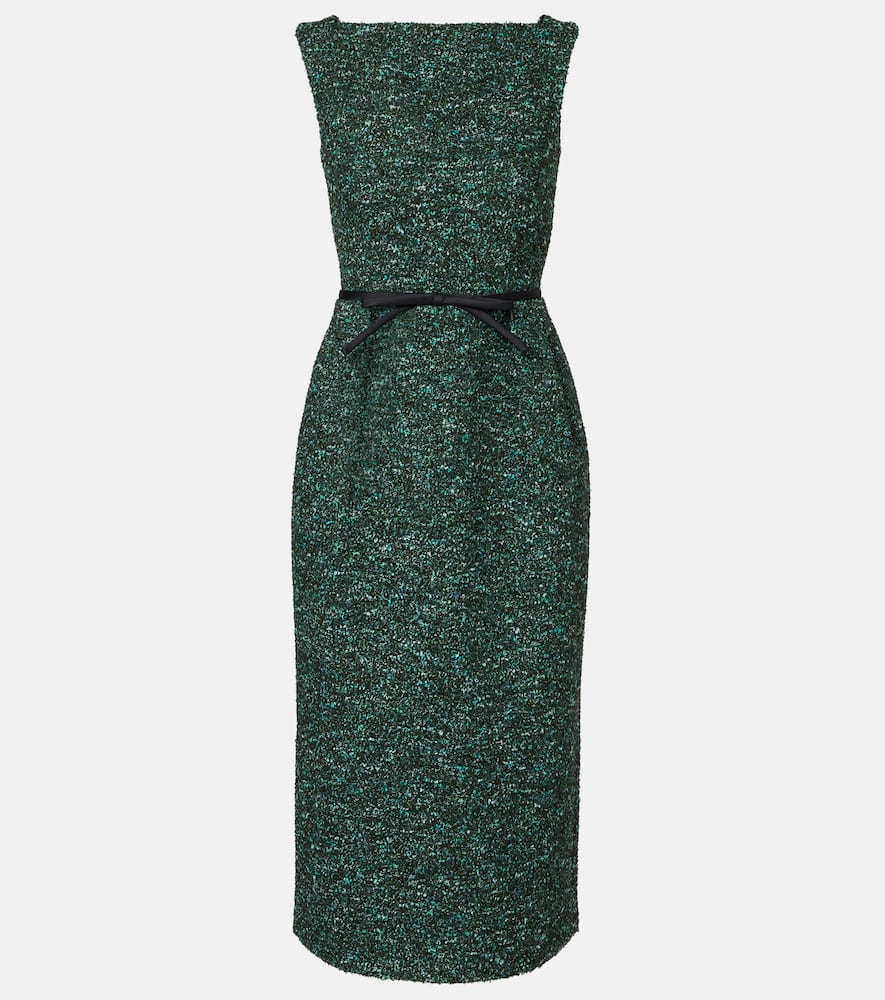 Erdem Tweed Midi Dress In Green
