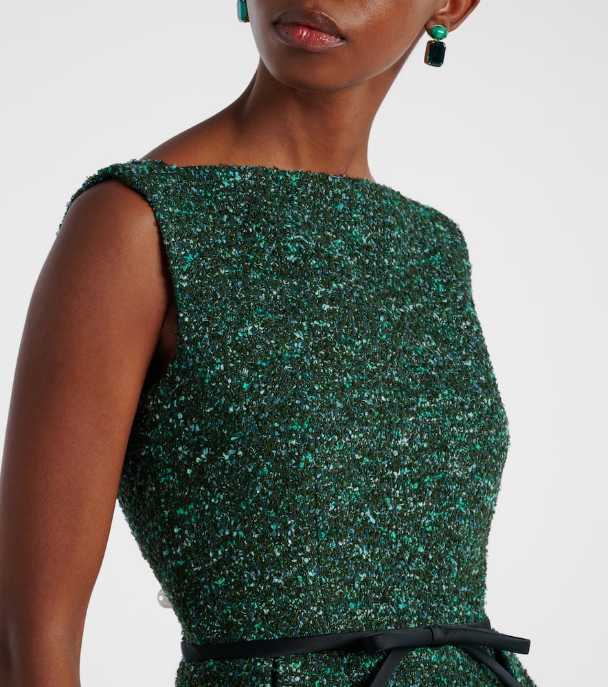 Erdem Tweed Midi Dress In Green